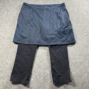 Athleta Bettona 2 in 1 Skirted Leggings Women Size XLT Blue Denim Print